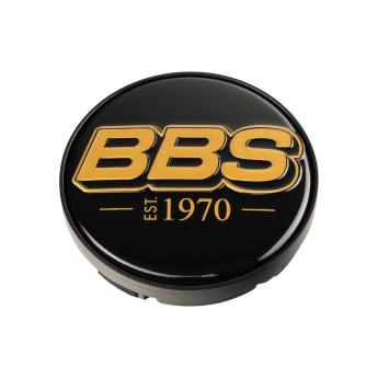 1 x BBS 2D Nabendeckel Ø56mm schwarz, Logo gold (1970) - 58071038